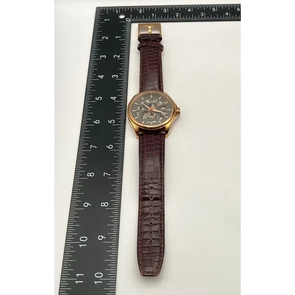 Kenneth Cole KC1549  Mens Automatic Watch 42mm Skeleton Back - WR  Leather Strap - Picture 12 of 13